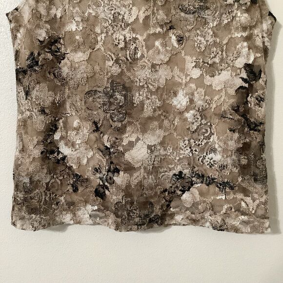 Y2K Chico's Tan Fairy Grunge Floral Lace Fairycore Forest Fairy Sleeveless Top L - Picture 7 of 7